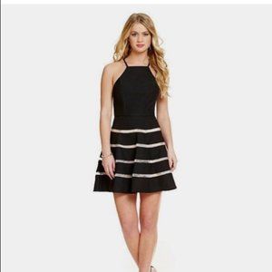 Jodi Kristopher Black Low-Back Skater Dress